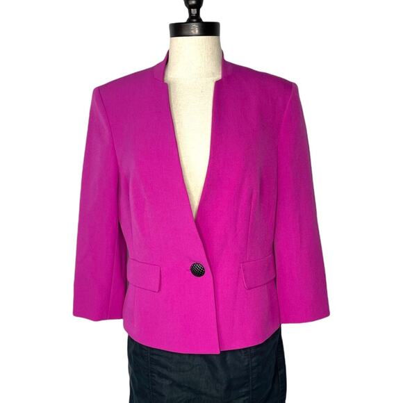 Nipon Boutique Blazer 1 Button Pockets Fuschia Pink 4 EUC - Picture 1 of 12